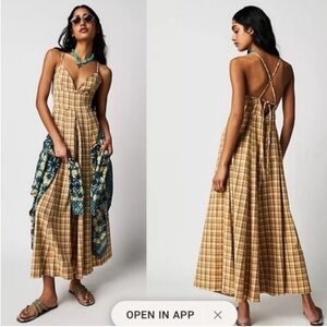 Free People Kaia wide leg plaid jumpsuit